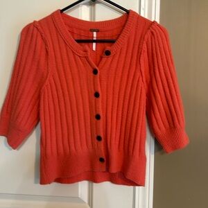 Free people button front short sleeve sweater